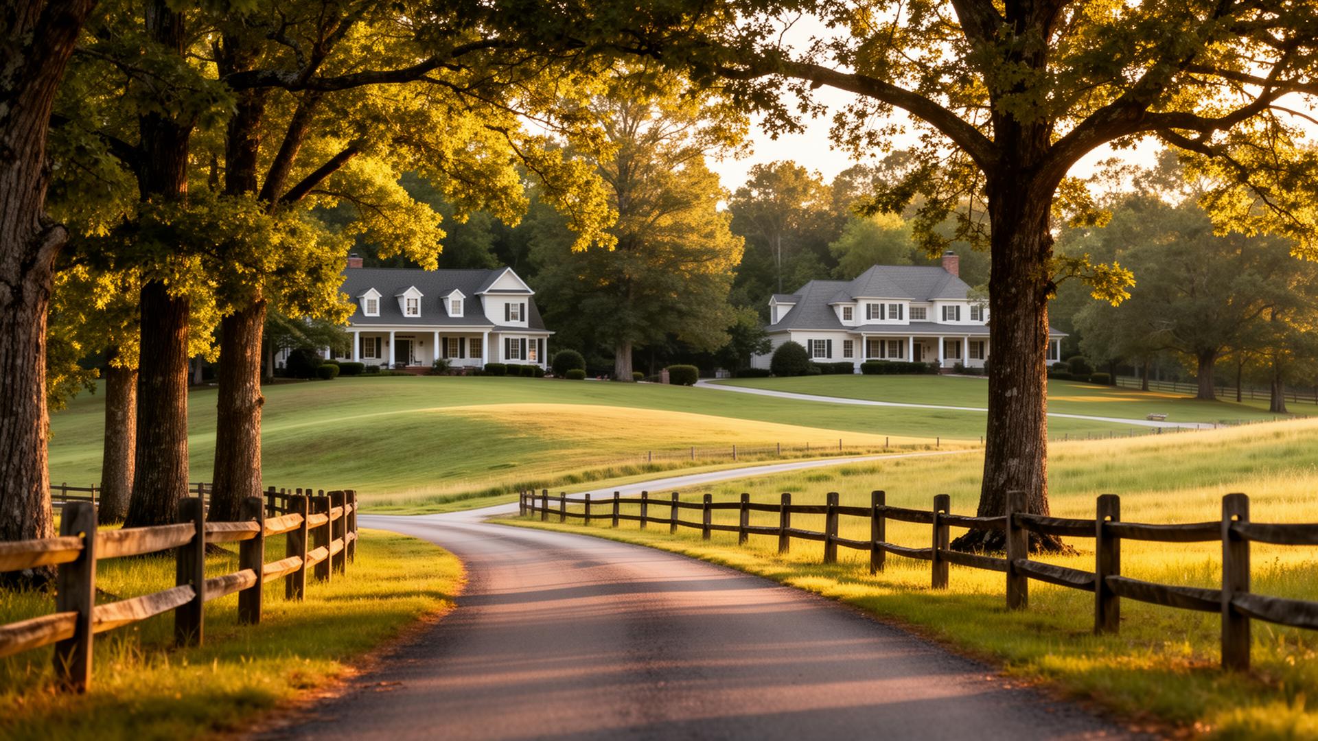 Tree-lined estate driveway in Marvin NC