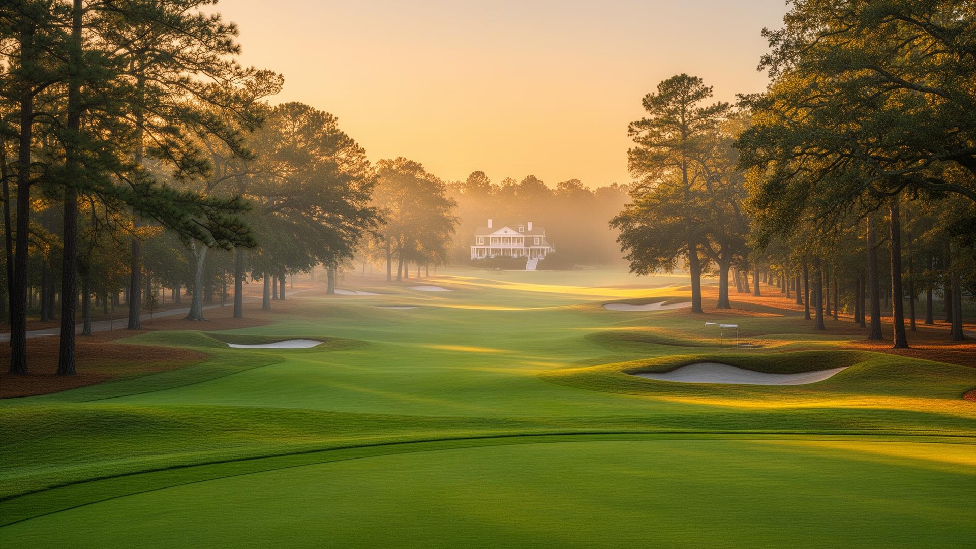 Private golf course at sunrise near Marvin NC