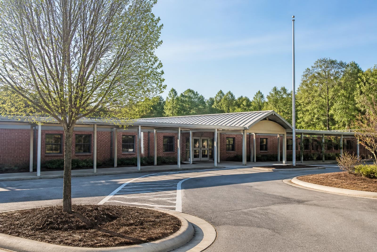 Brick elementary school building serving Marvin NC